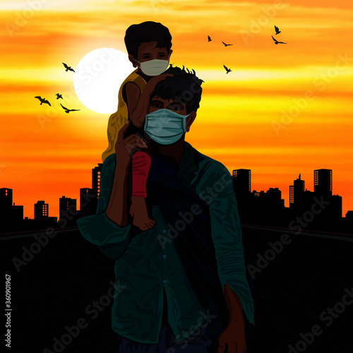 Migrant worker walk on the highway on their journey back home during a nationwide lockdown to fight the spread of the COVID-19 coronavirus.