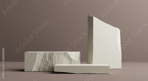 cosmetic square stand on pastel background,3d rendering