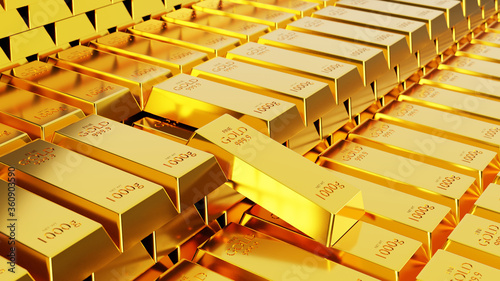 gold bars, weight of gold Bars 1000 grams business and finance, 3d rendering