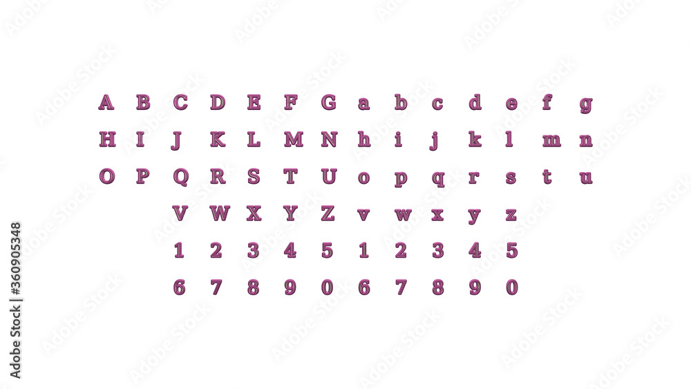 Full set of English alphabets in 3D illustrations which matching perspectives and lighting on each side placed on a white background for word combinations Full set of English alphabets in 3D illustrations which matching perspectives and lighting on each side placed on a white background for word combinations