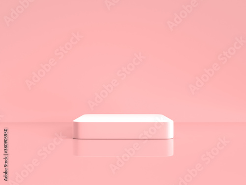Isolated pink background and square stand display or shelf with studio for showing luxury cosmetics products concept. Blank backdrop made from matte material. illustration Realistic 3D render.