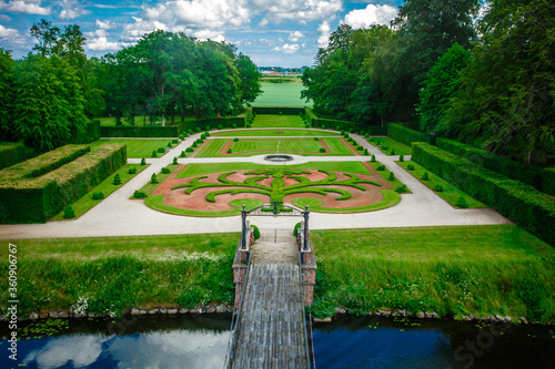 Garden of the medieval Egeskov Castle photo
