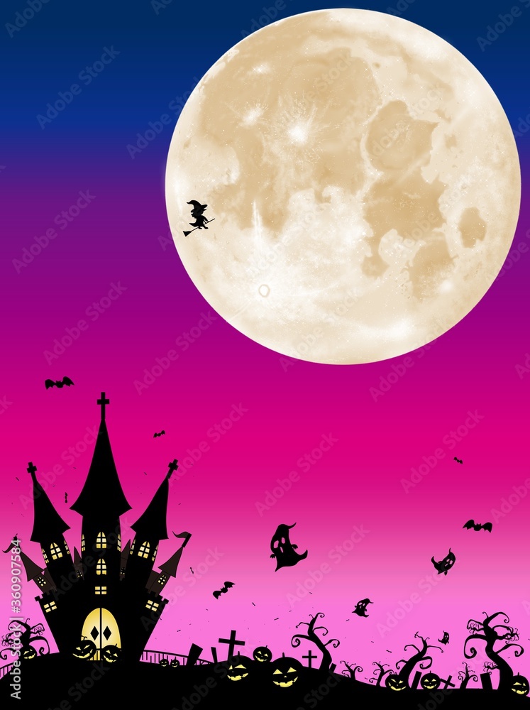 ハロウィン　満月の夜　ピンクVER