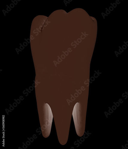 Tooth. 3d illustration. On a black background.