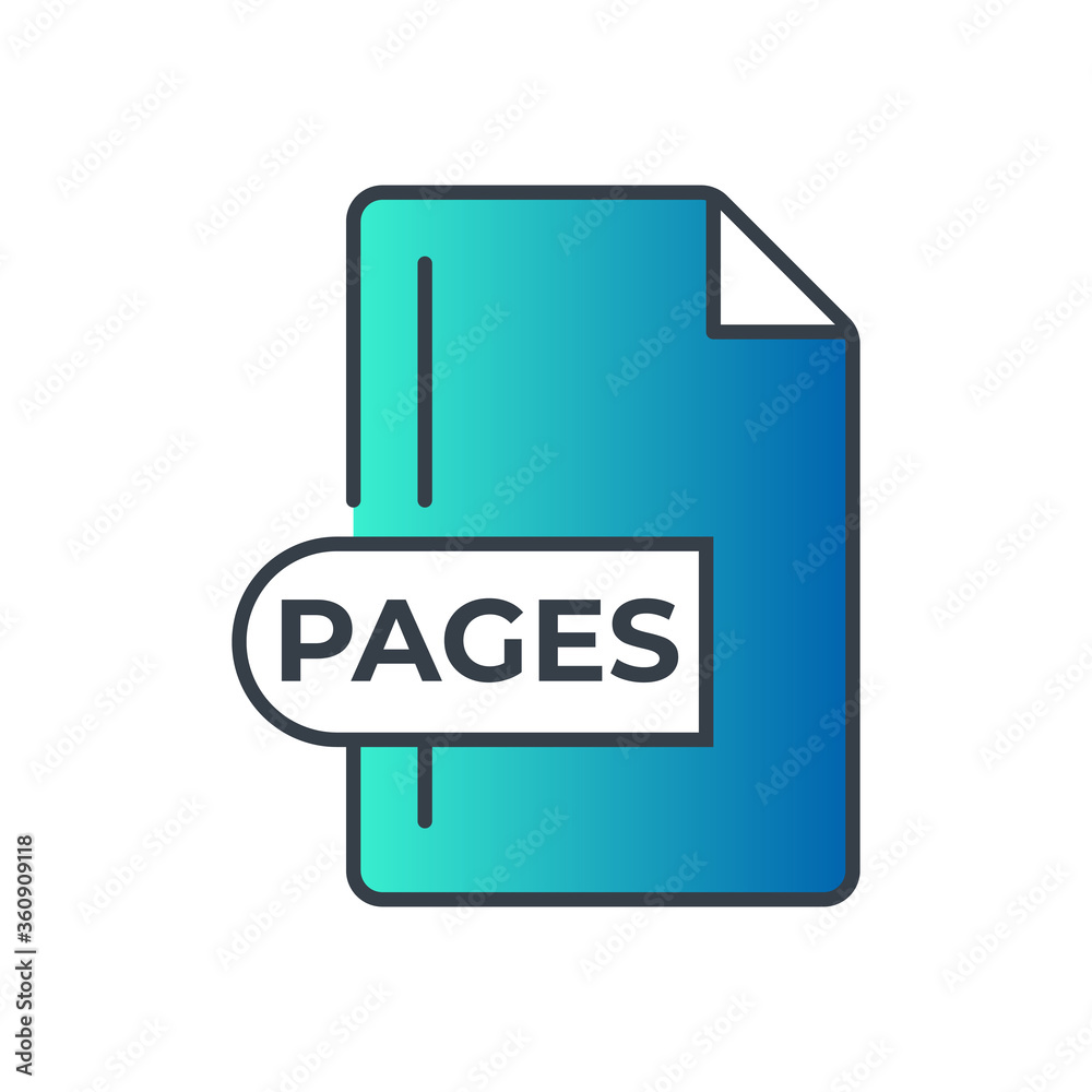 PAGES File Format Icon. PAGES extension gradiant icon. PAGES File Format Icon. PAGES extension gradiant icon.