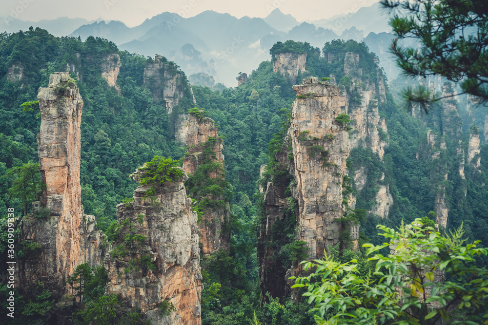 Stone pillars of Tianzi mountains in Zhangjiajie