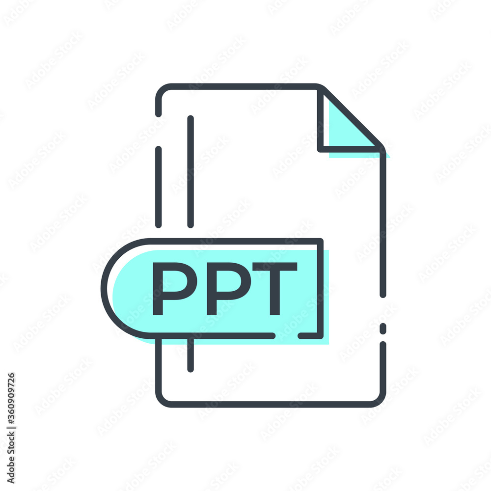 PPT File Format Icon. PPT extension line icon. PPT File Format Icon. PPT extension line icon.