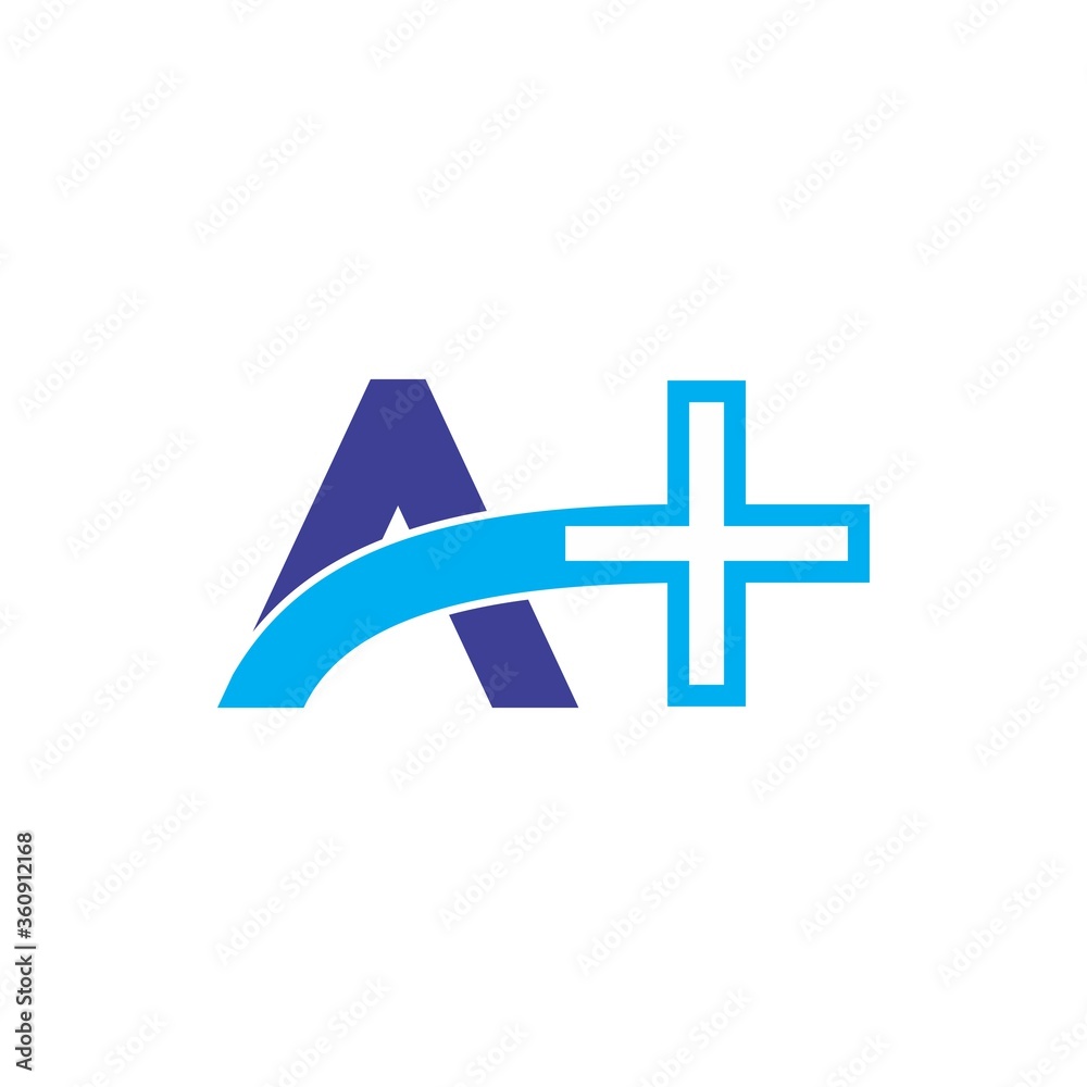 Obraz premium A letter with plus logo design vector