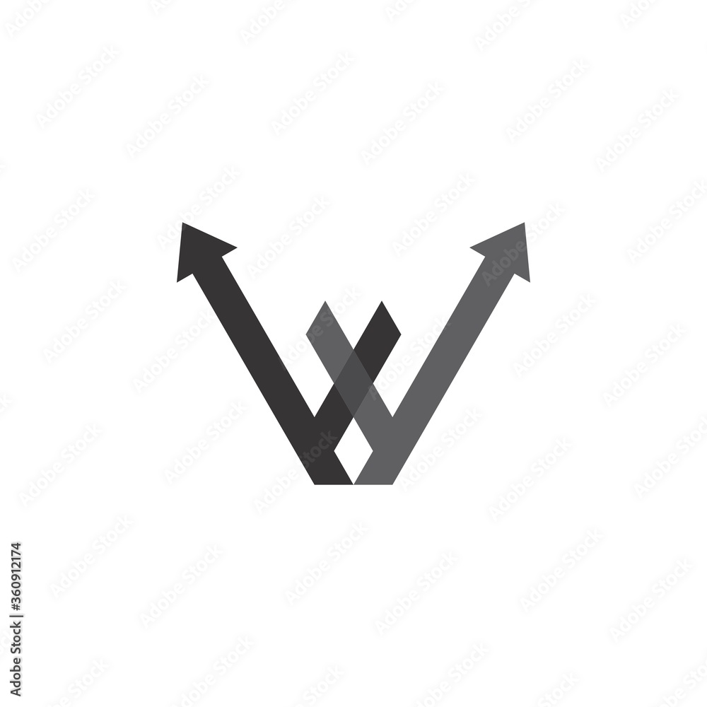 W or WY letter with Up Arrow logo design vector - obrazy, fototapety, plakaty 