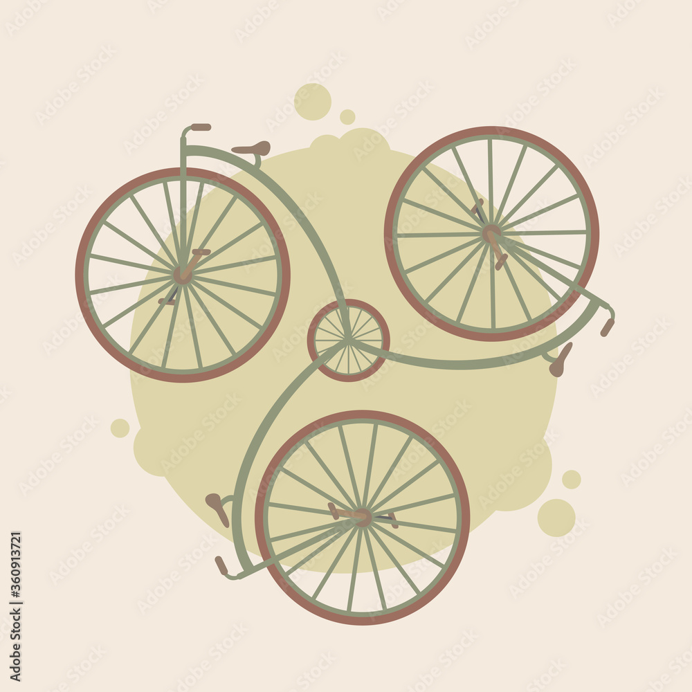 Abstract Retro vintage bicycle background concept.Vector illustration of vintage bicycles with abstract design series.