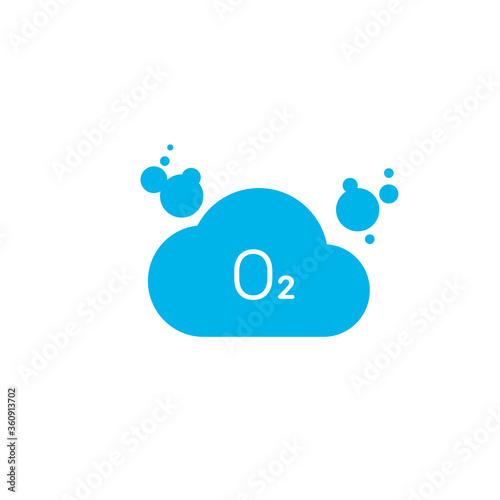 O2 symbol in a cloud. Stock vector illustration isolated on white background