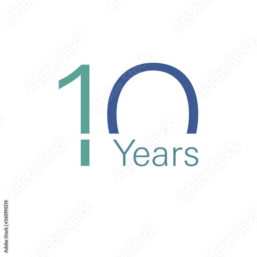 10th anniversary numbers. 10 years old logotype. Simple congrats. Isolated abstract graphic web design template. Modern congratulation concept.