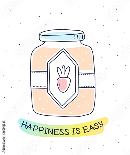 Vector illustration of retro color glass jar with homemade carro