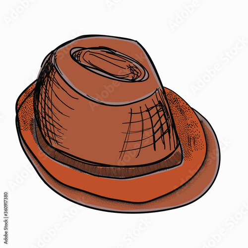 Brown retro hat sketch drawing