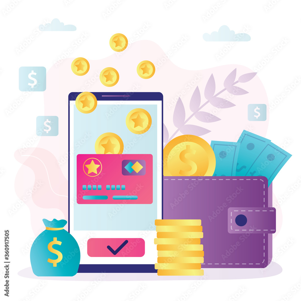 Phone screen with bonus card and cashback for clients. Concept of loyalty program and earning points Phone screen with bonus card and cashback for clients. Concept of loyalty program and earning points