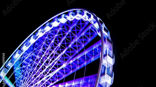 Time lapse of a ferris wheel at night in Atlanta Georgia.