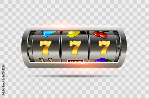 Lucky seven on slot machine. Vector.