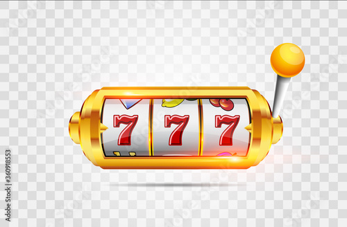 Lucky seven on slot machine. Vector.