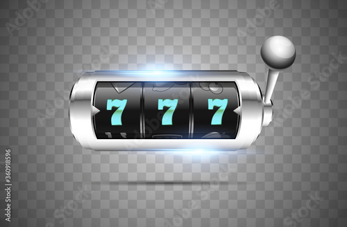 Lucky seven on slot machine. Vector.