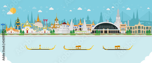 Travel to Thailand and Grand Palace, Guardian Giant, Temple, Hualamphong station, Rama VIII Bridge, Wat Arun in Bangkok