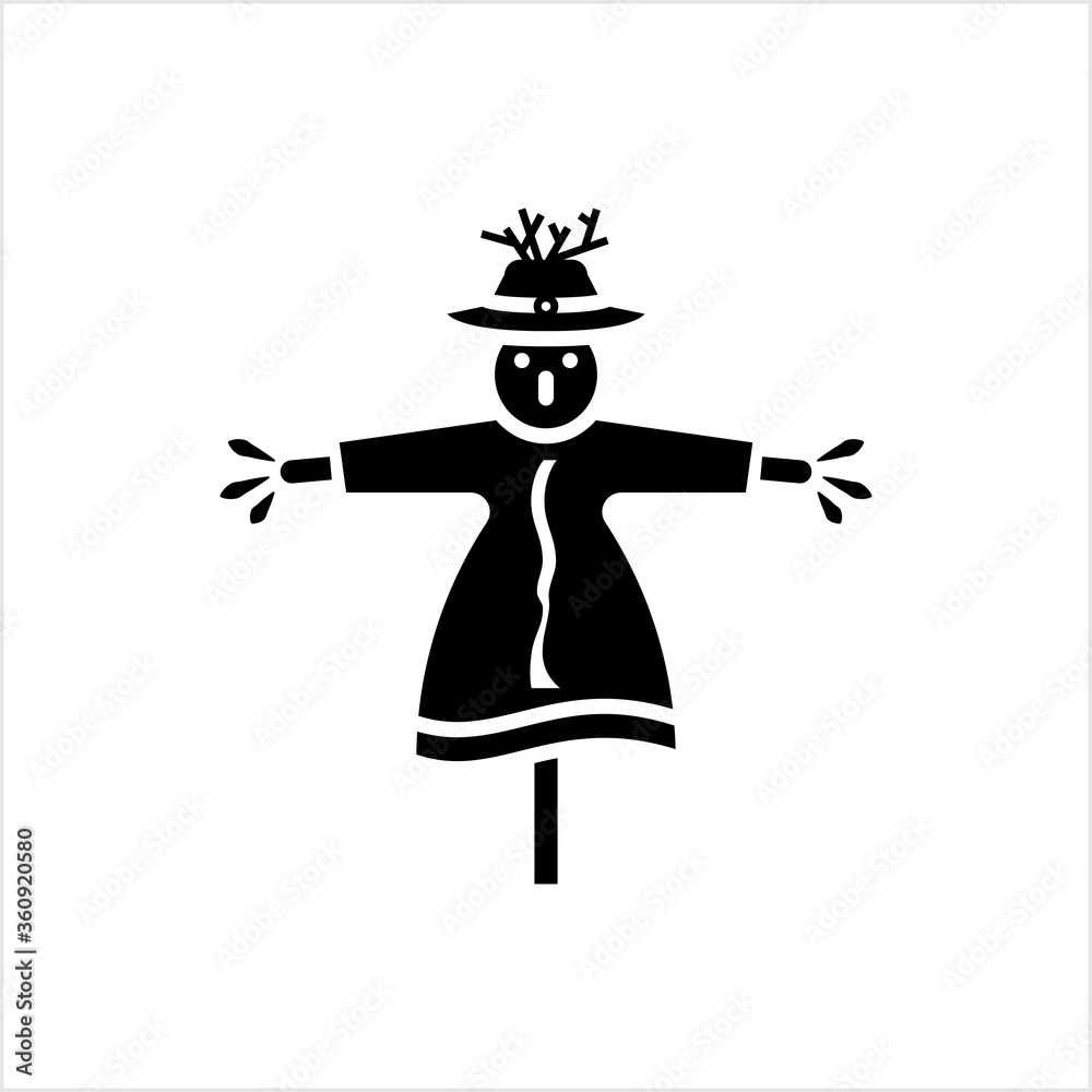 Scarecrow Icon, Mannequin, Decoy Shape Of A Human To Scare Birds From Fields Scarecrow Icon, Mannequin, Decoy Shape Of A Human To Scare Birds From Fields