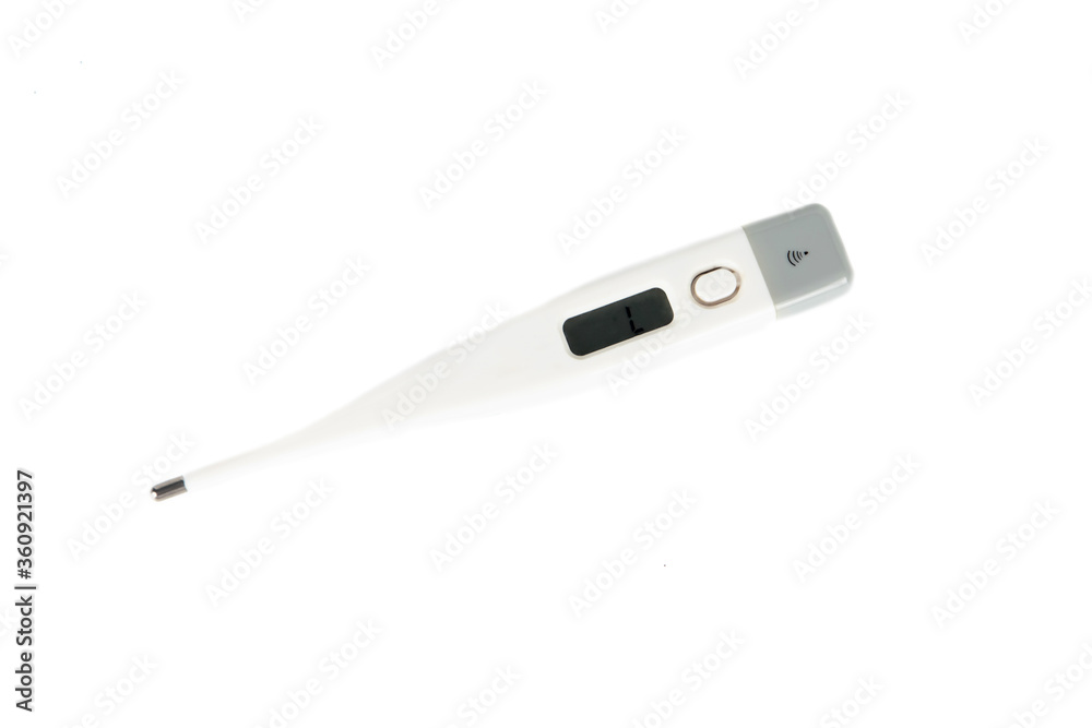 Medical digital thermometer isolated on the white background.The concept of treatment of patients. Measurement of temperature, disease. Virus. Medical digital thermometer isolated on the white background.The concept of treatment of patients. Measurement of temperature, disease. Virus.