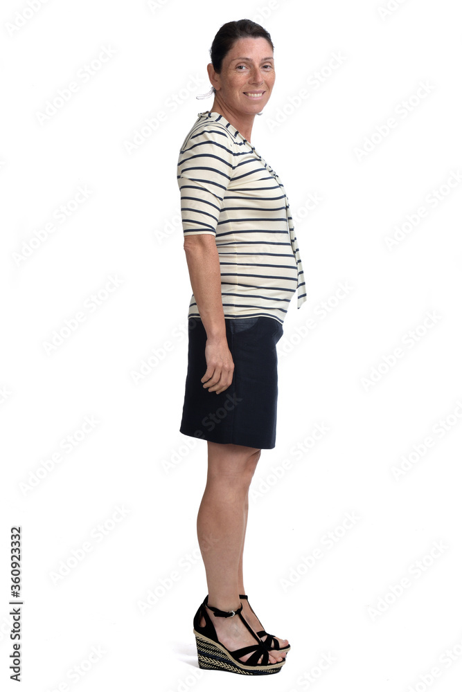 full portrait of a pregnant woman on white background, side view full portrait of a pregnant woman on white background, side view