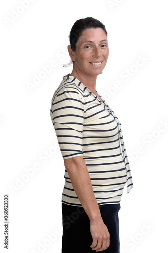 portrait of a pregnant woman on white background