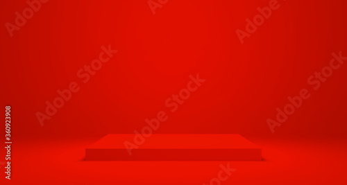 Empty podium or pedestal display on Color background with stand concept, Blank product shelf standing backdrop 3D rendering © Light Studio