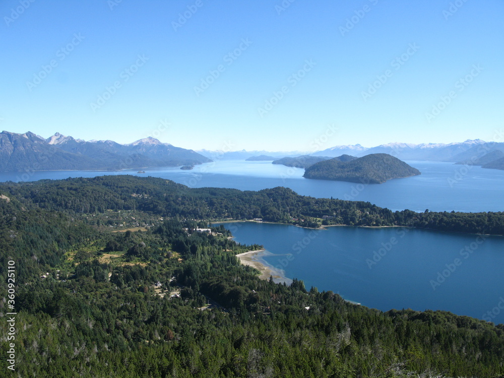 Blue waters of Nahuel Huapi lake and Patagonian Andes, Nahuel Huapi National Park, Argentina