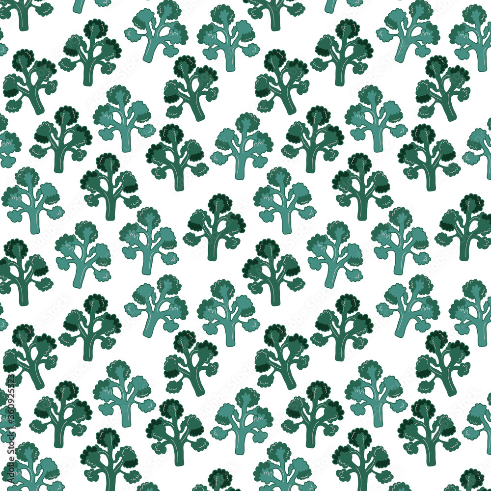 Broccoli vegetables flat hand drawn pattern. Healthy nutrition cartoon texture. Organic food scandinavian illustrations. Diet sketch color cliparts. Kitchen textile, background vector fill Broccoli vegetables flat hand drawn pattern. Healthy nutrition cartoon texture. Organic food scandinavian illustrations. Diet sketch color cliparts. Kitchen textile, background vector fill