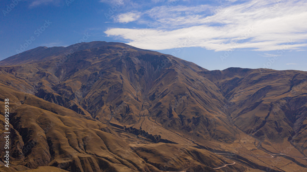 Obraz premium Aerial view of drones from Northern Argentina, mountains, valleys, routes and peaks.