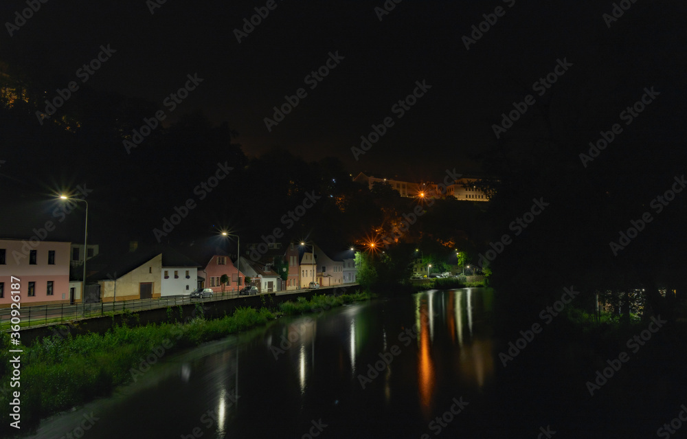 Tabor town in summer dark night in south Bohemia region