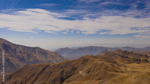 Aerial view of drones from Northern Argentina, mountains, valleys, routes and peaks.