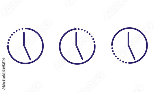 clock with circle arrow concept icon set. Vector illustration eps 10
