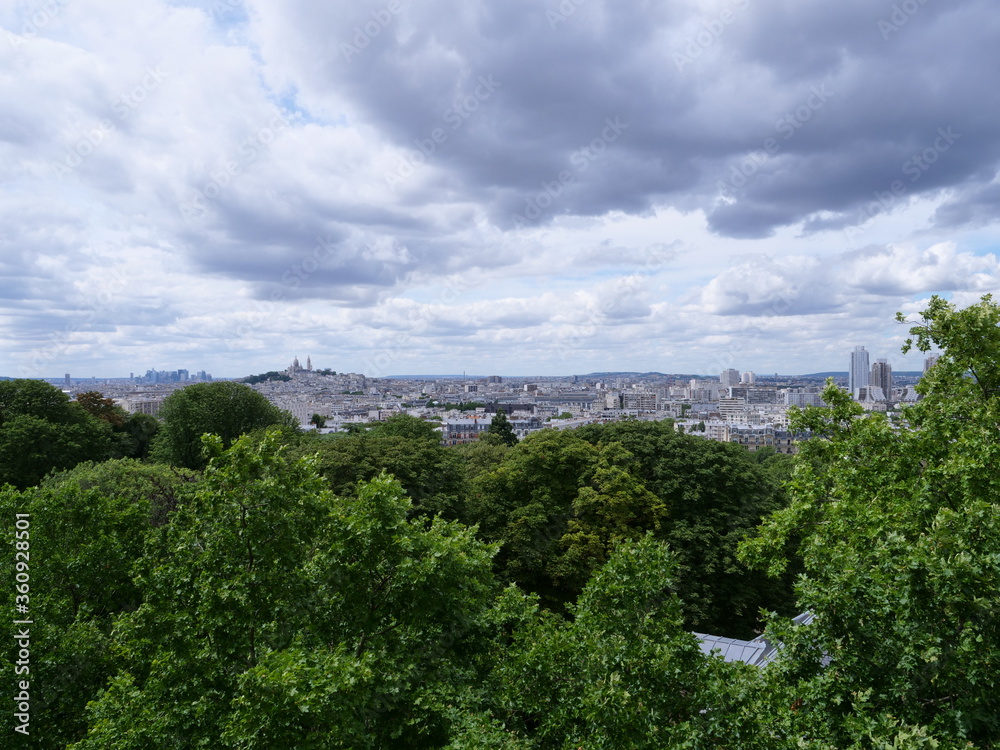 A view of Paris and Montmartre in a cloudy day.