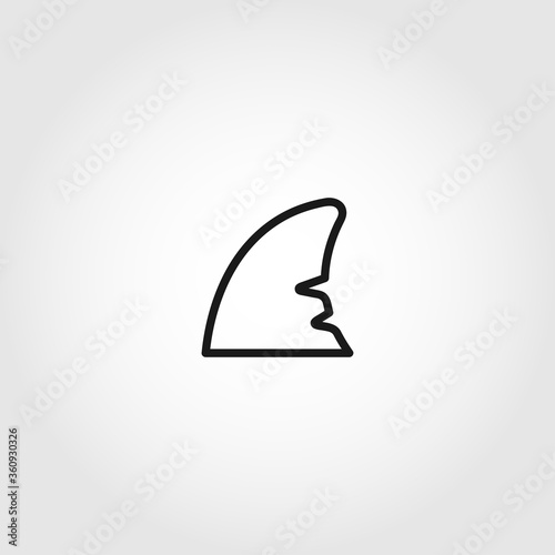 shark fin line icon on white background