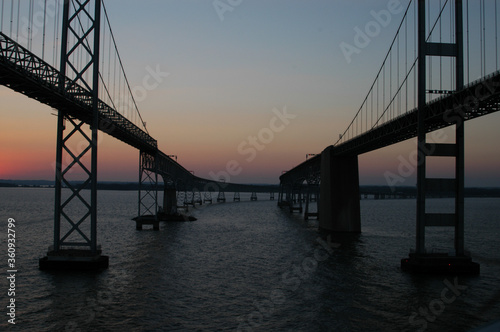 Chesapeake Bay bridges at sunset