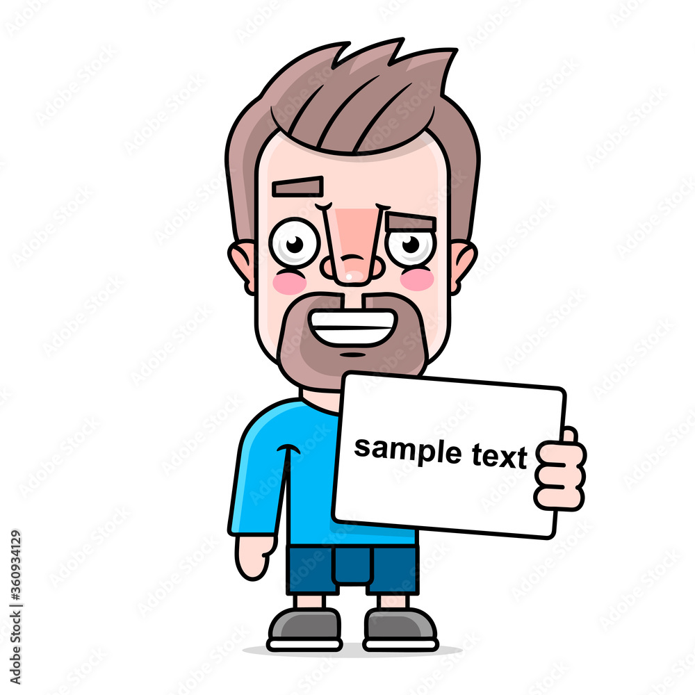 Hipster holding a sign sample text vector
