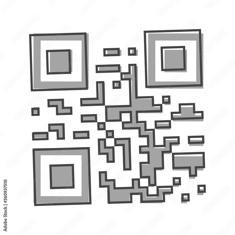 Vector image is an example of a QR code for reading information by a smartphone or mobile phone, tablet. QR code to scan the device cartoon style on white isolated background. Vector image is an example of a QR code for reading information by a smartphone or mobile phone, tablet. QR code to scan the device cartoon style on white isolated background.