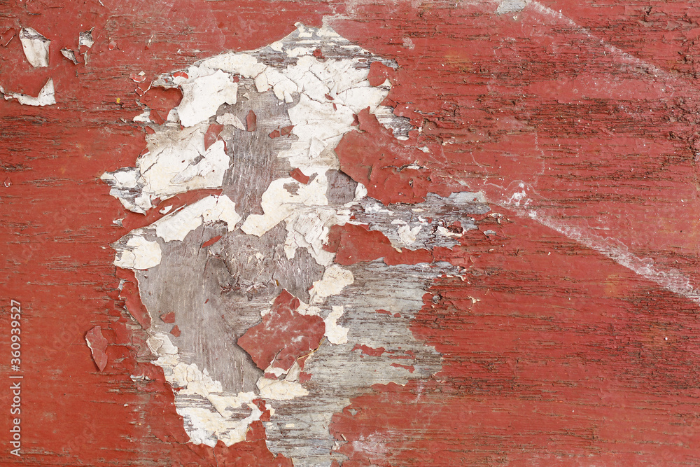Red painted wooden texture background. , Rough, aged, shabby, broken, off