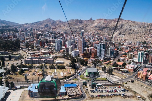 Cable car in La Paz, Bolivia. Cable car network in the capital of Bolivia