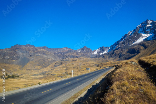 Highway in the mountains of Bolivia. Beautiful highway in the Bolivian mountains