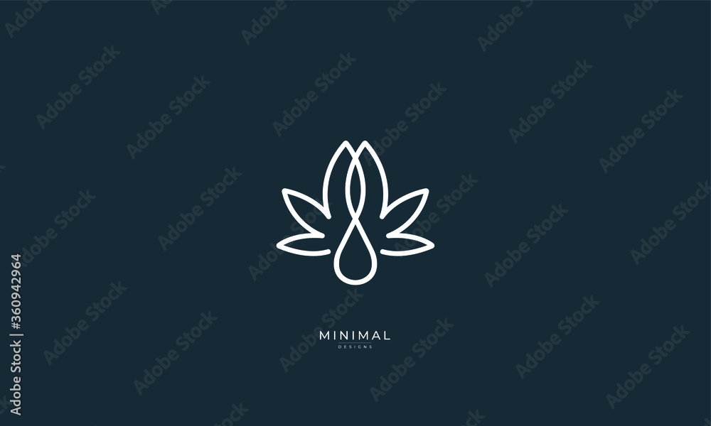 A line art icon logo of a cannabic and oil A line art icon logo of a cannabic and oil