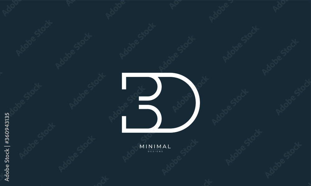 Fototapeta premium Alphabet letter icon logo BD