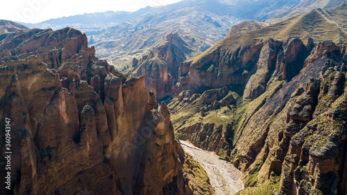 Palca Canyon     Bolivia. Beautiful canyon with yellowish rocks near the city of La Paz  Bolivia