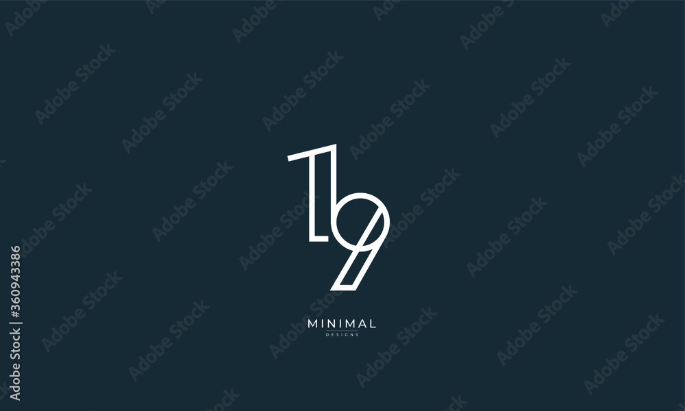 A creative abstract icon of the number 19 A creative abstract icon of the number 19