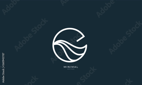 A line art icon logo of letter E with a waves 