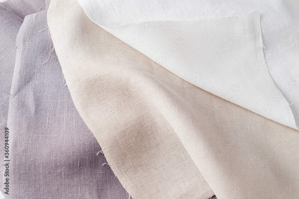 Fototapeta premium Linen fabric on white background