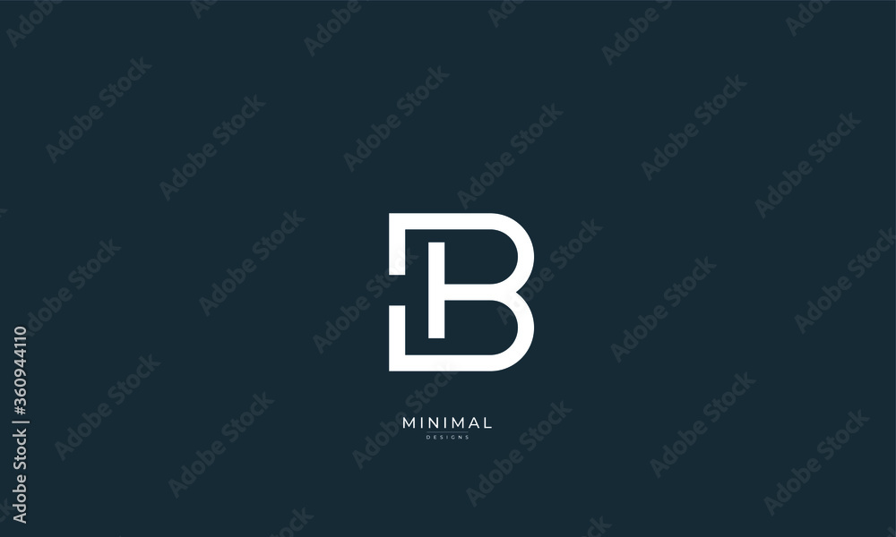Fototapeta premium Alphabet letter icon logo BH or HB